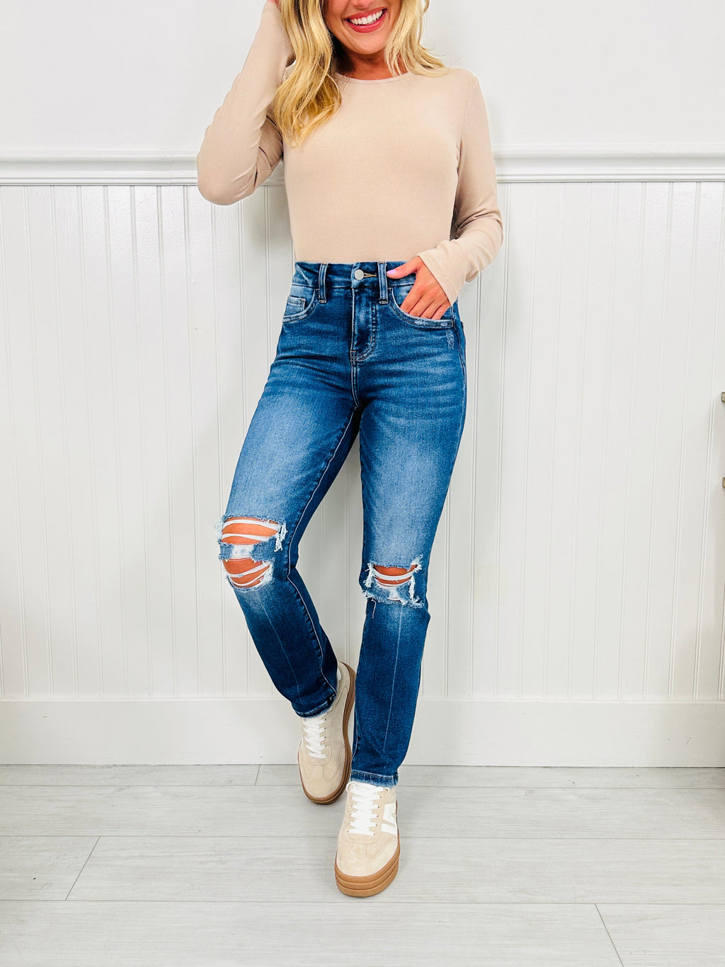 Bridge The Gap Cropped Straight Tummy Control Jeans