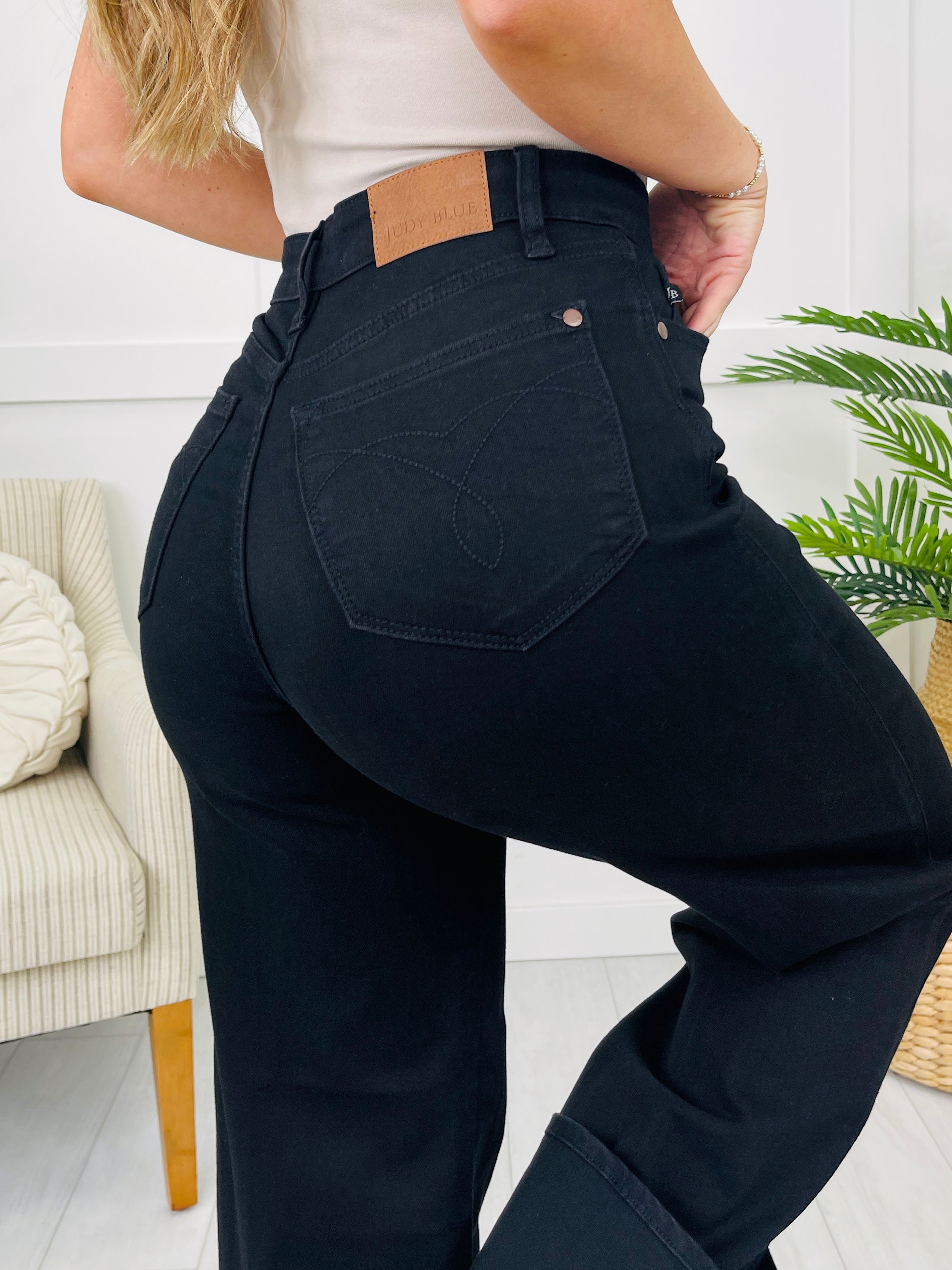 Judy Blue Midnight Moments Retro Wide Black Jeans