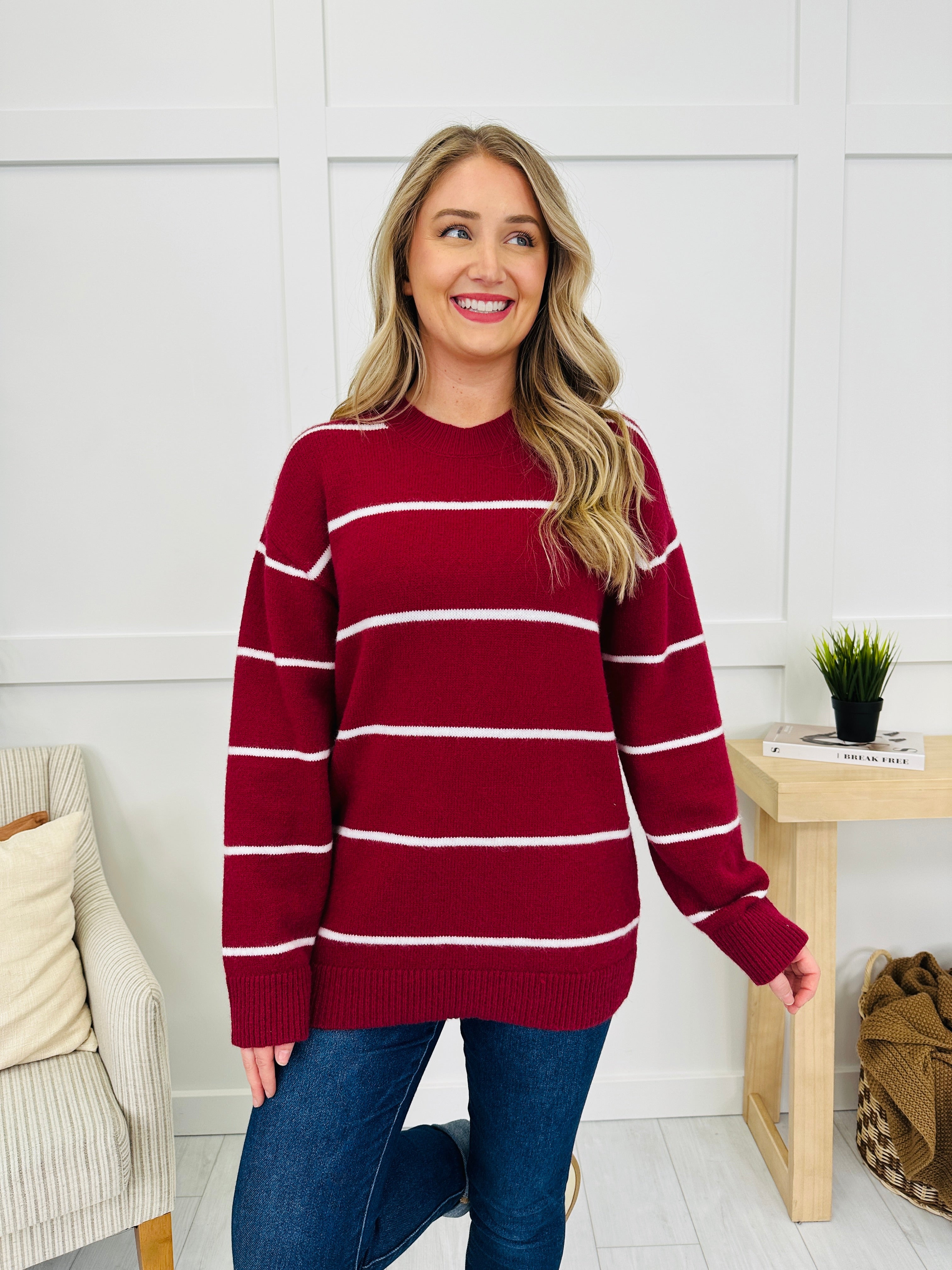 Parallel Paths Sweater in Cabernet/Ivory