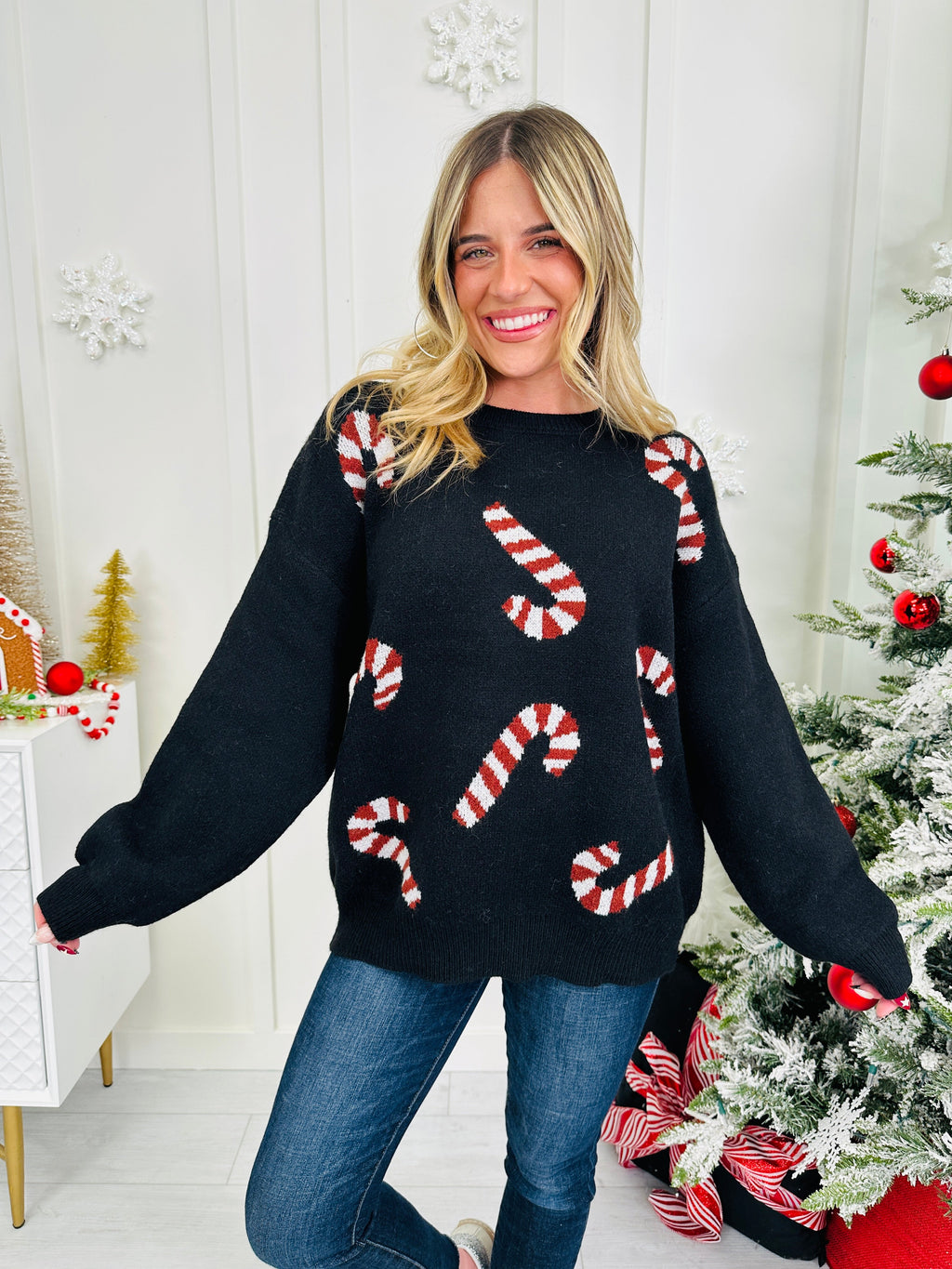 Candy Cane Cutie Sweater In Multiple Colors