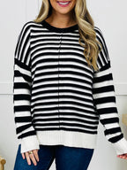 Stripe Shift Sweater in Black