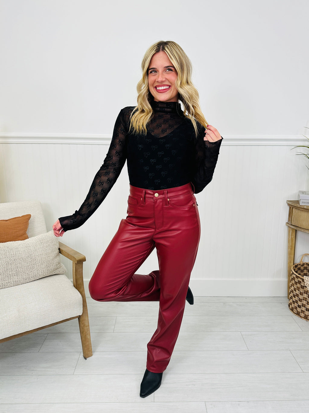 Judy Blue Flawless Finish Tummy Control Faux Leather Pants