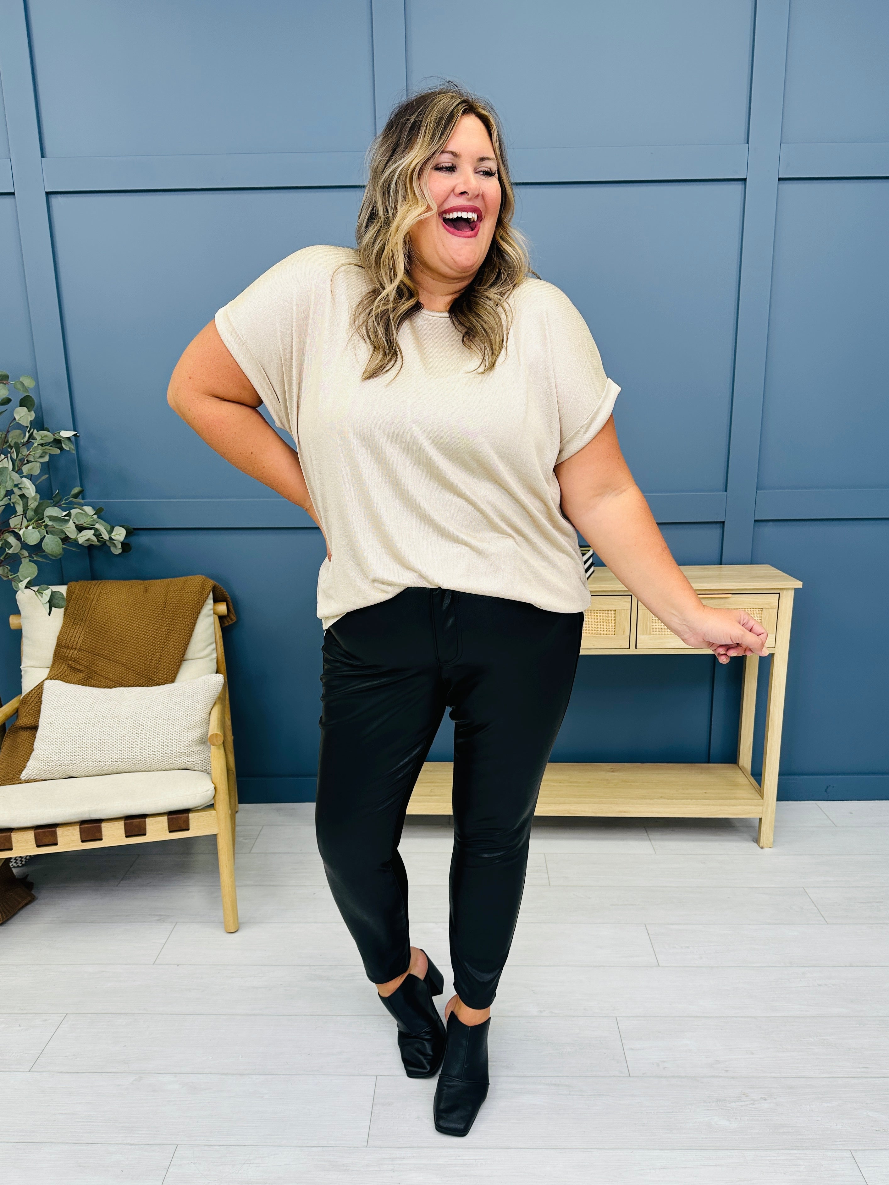 REG/CURVY Judy Blue Hot Stuff Stretchy Faux Leather Skinny Jeans