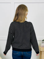 Polished In Stripes Cardigan in Black
