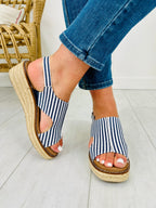Sundrenched Steps Wedges in Navy Stripe