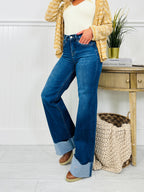 Follow The Trend Wide Leg Tummy Control Cuffed Jeans