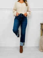 Stay Cuffed Tummy Control Mom Jeans