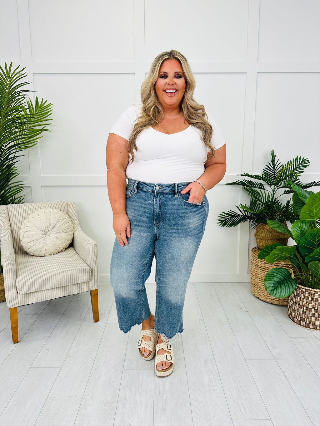 Judy Blue Mystical Magical Rigid Magic Cropped Wide Leg Jeans