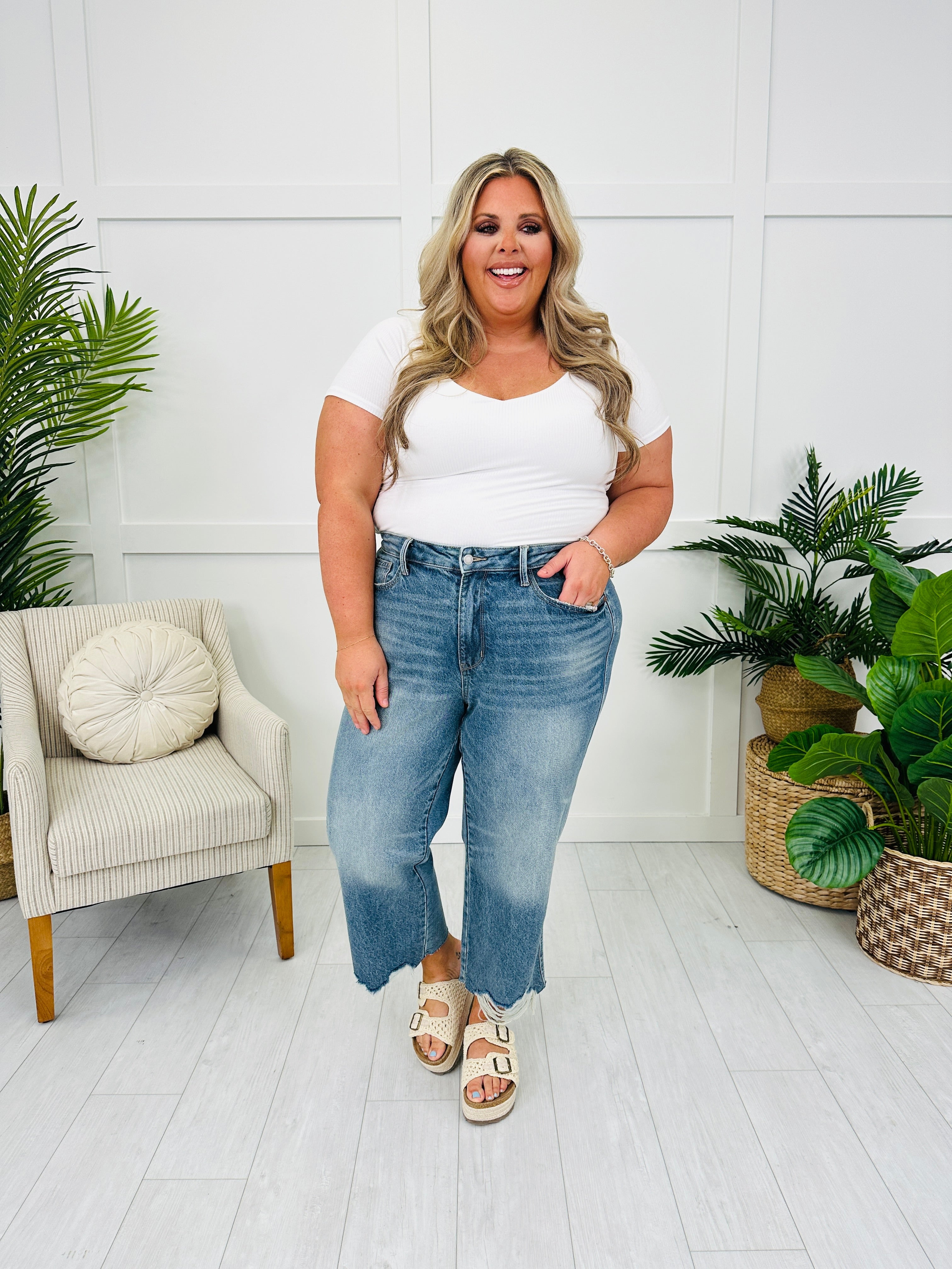 Judy Blue Mystical Magical Rigid Magic Cropped Wide Leg Jeans