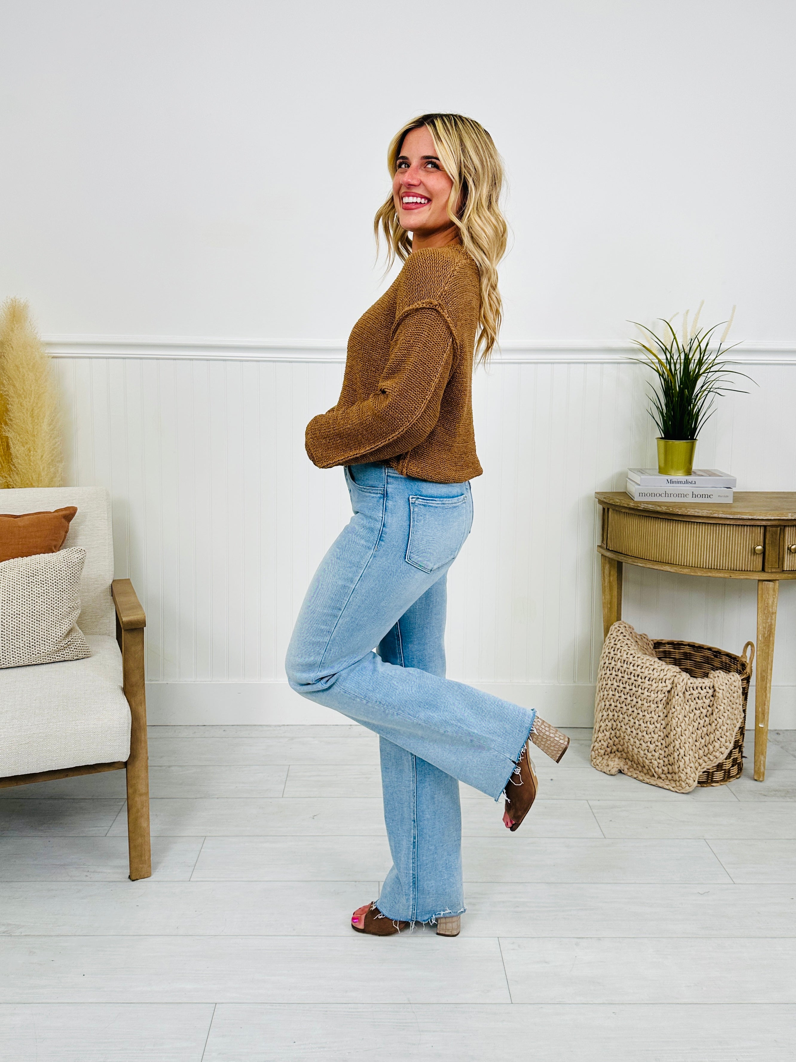 Feeling Brand New Slim Wide Leg Tummy Control Jeans