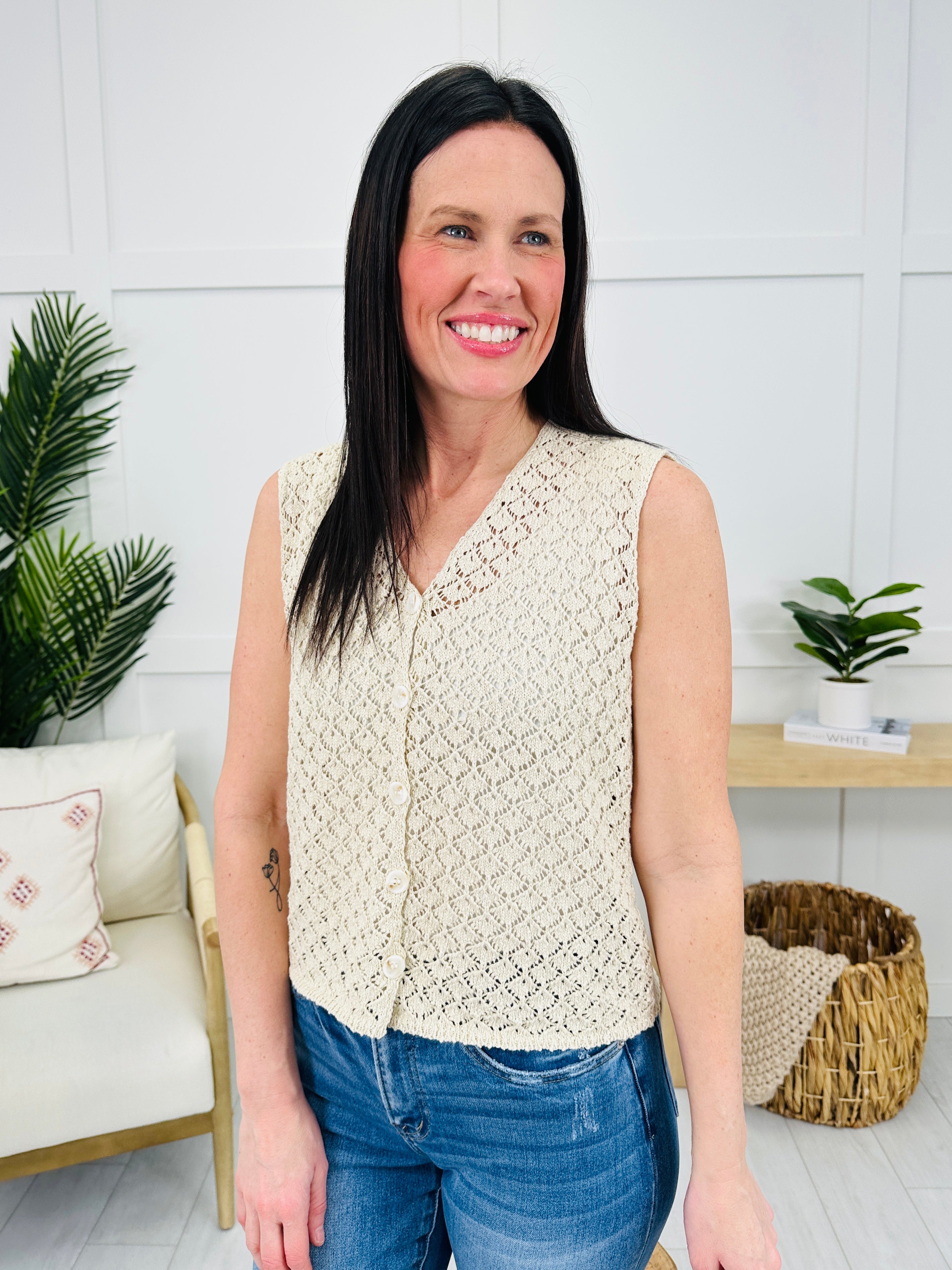 Woven Serenity Tank Top In Shell