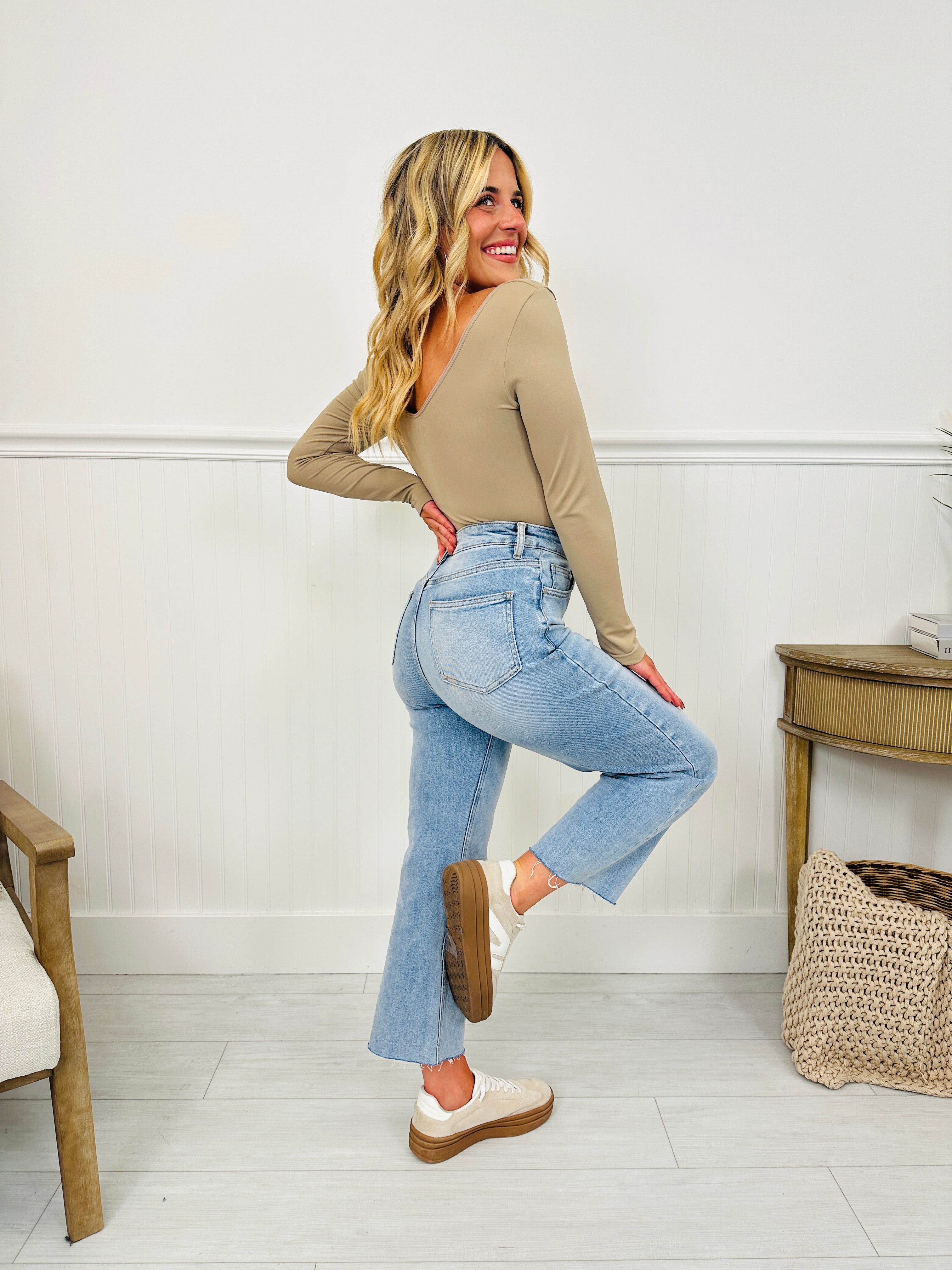 Along For The Ride Wide Leg Cropped Jeans With Tummy Control