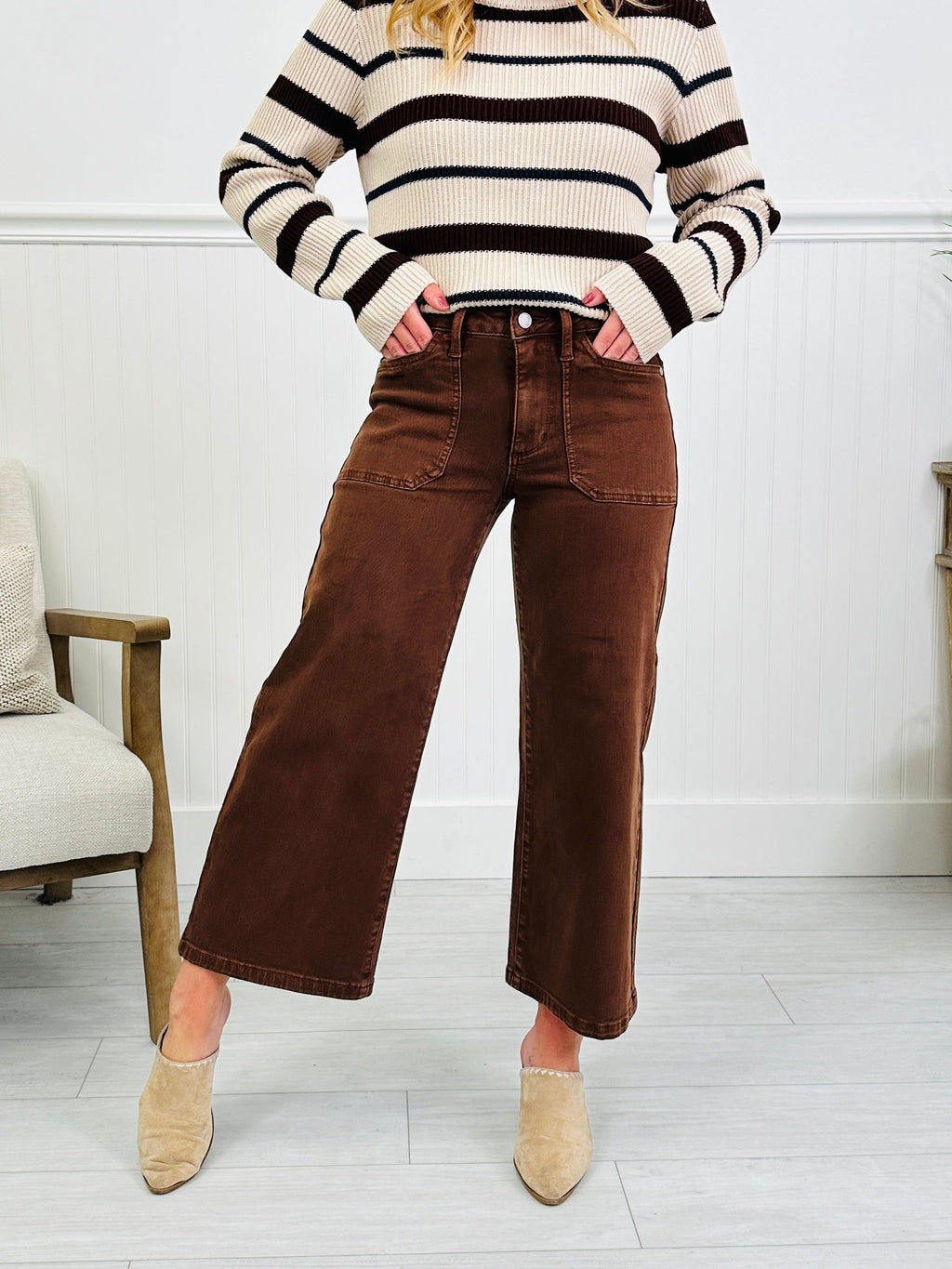 Judy Blue Melt In Your Mouth Chocolate Wide Leg Cropped Jeans